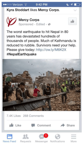 Facebook Ads for Nonprofit Example