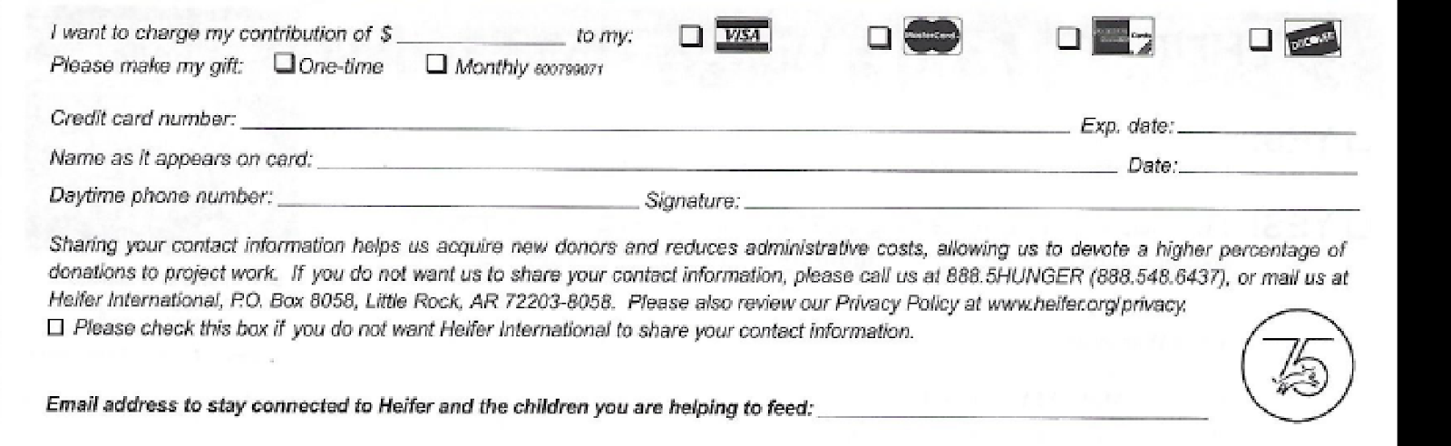 Credit Card Donation Form Sample